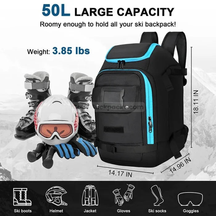 50L Ski Backpack - Black