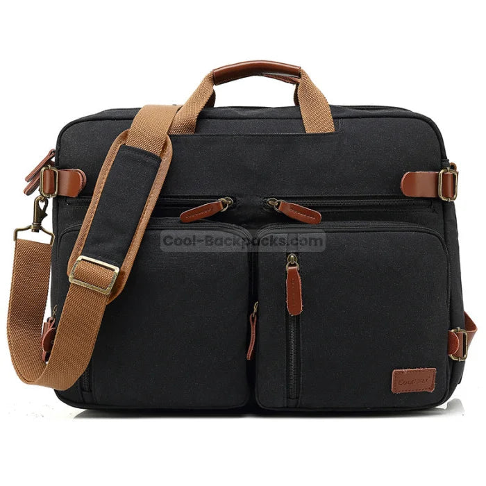 Anti Theft Convertible Backpack - Canvas Black