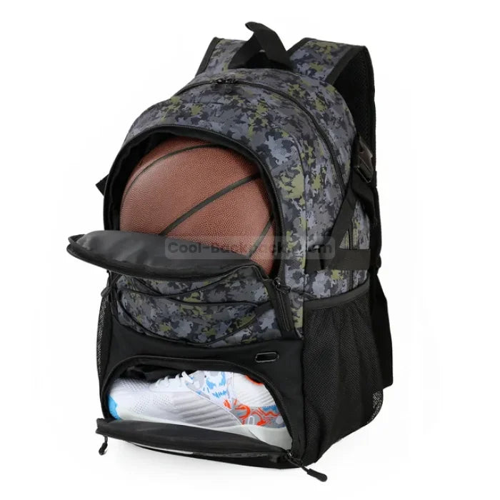 Backpack with Basketball Holder - Silver