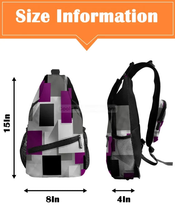 Black and Purple Messenger Bag - 28CMx10CMx38CM