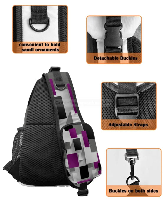 Black and Purple Messenger Bag - 28CMx10CMx38CM