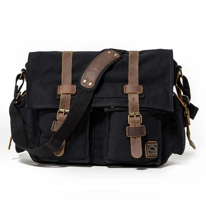 Black Canvas Messenger Bag