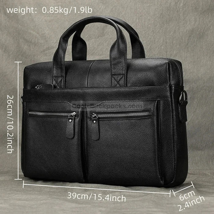 Black Leather Messenger Bag