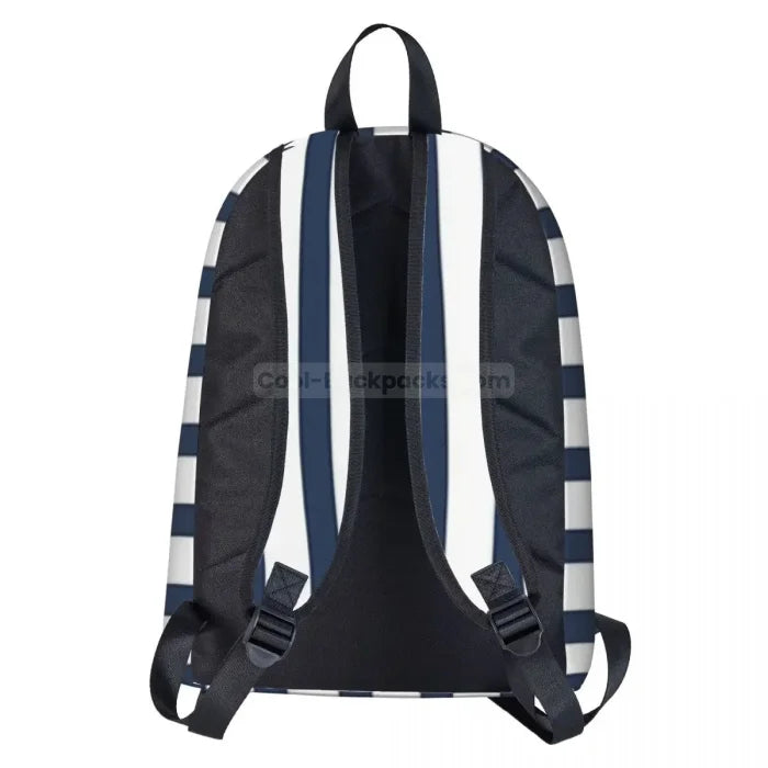 Blue and White Striped Backpack