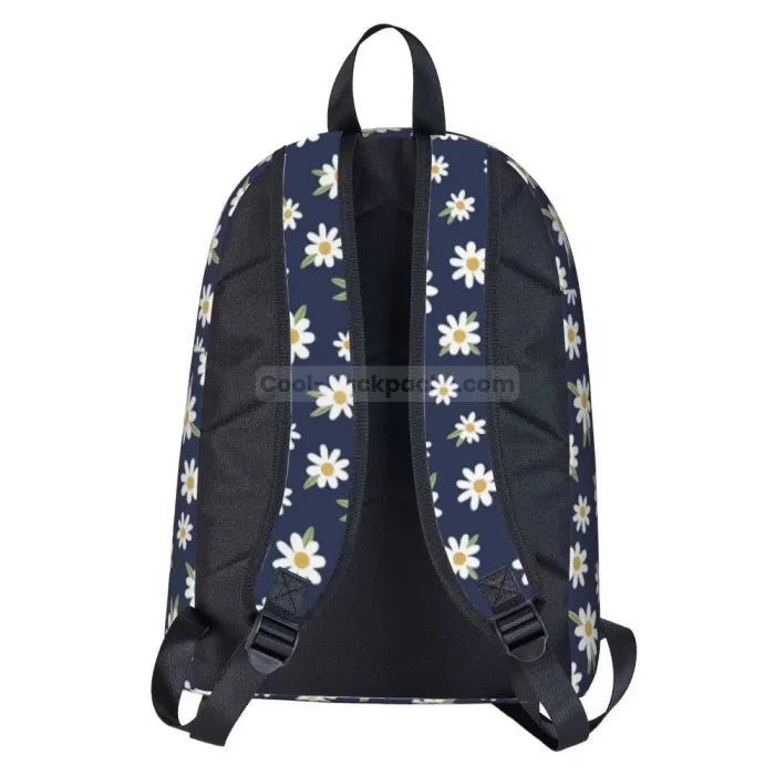 Blue Backpack with Daisies - Navy