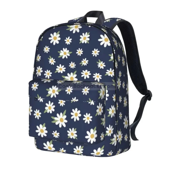 Blue Backpack with Daisies - Navy