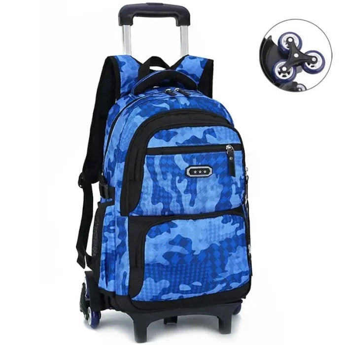 Blue Camo Rolling Backpack