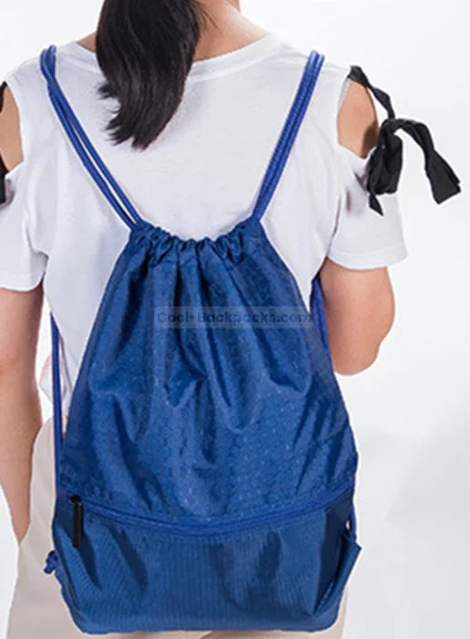 Blue Drawstring Backpack - Blue