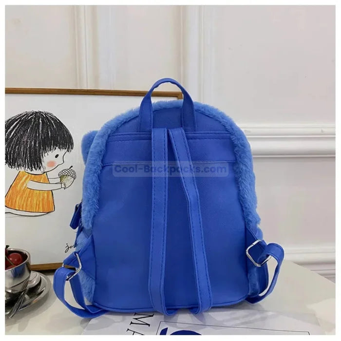 Blue Fluffy Backpack - Blue