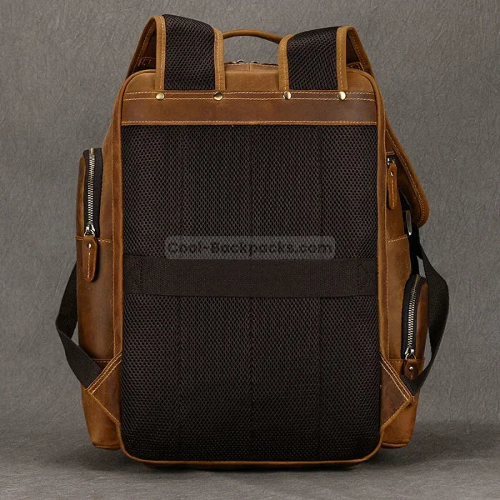 Brown Leather Travel Backpack