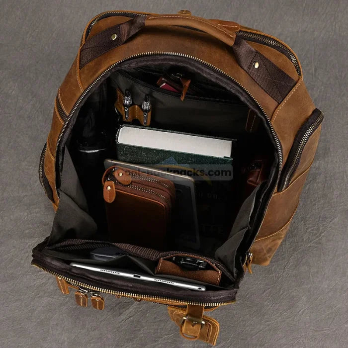 Brown Leather Travel Backpack