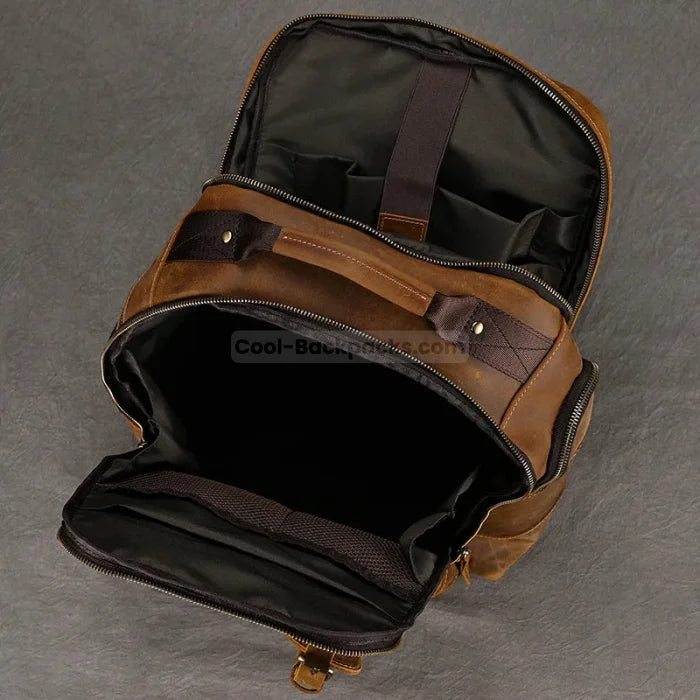 Brown Leather Travel Backpack