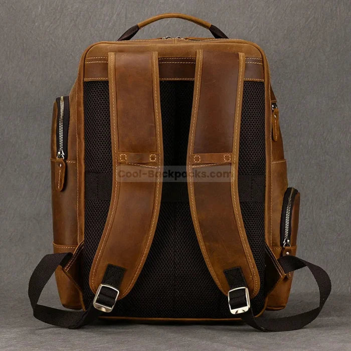 Brown Leather Travel Backpack