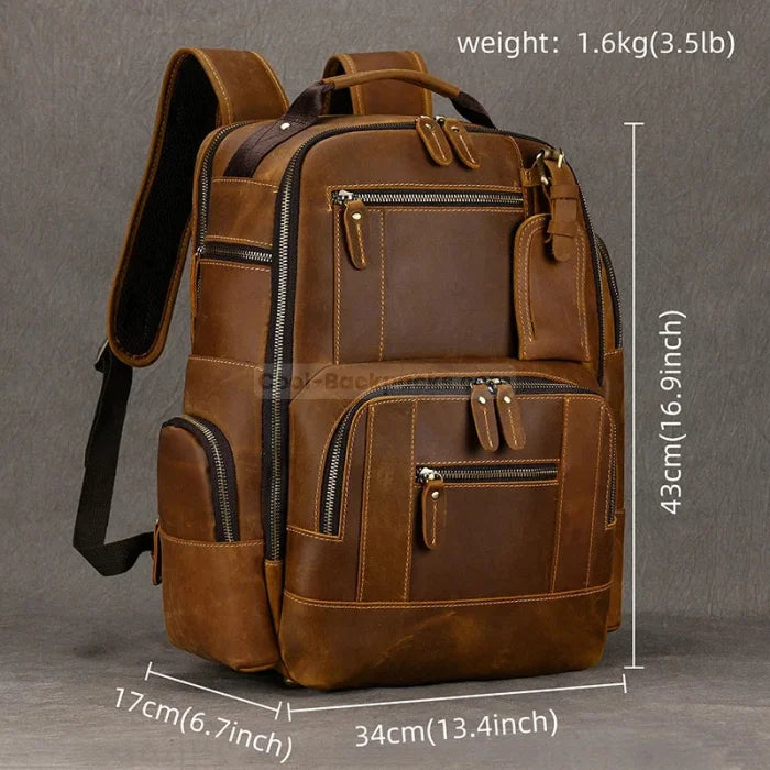 Brown Leather Travel Backpack