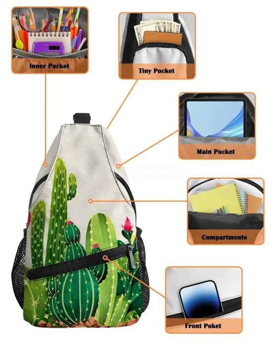 Cactus Messenger Bag - 28cmx10cmx38cm