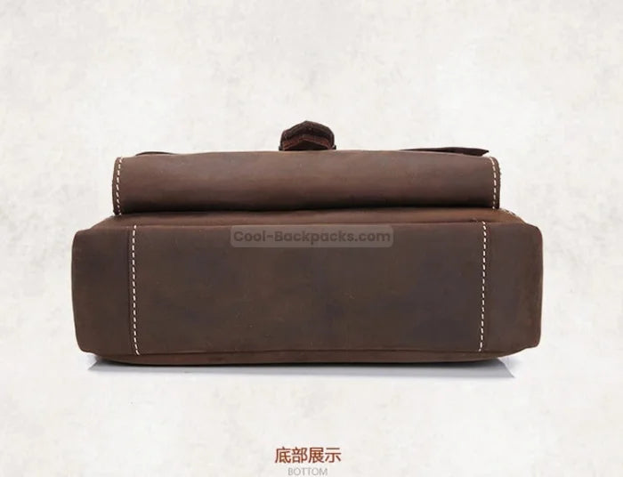 Camel Leather Messenger Bag - Brown