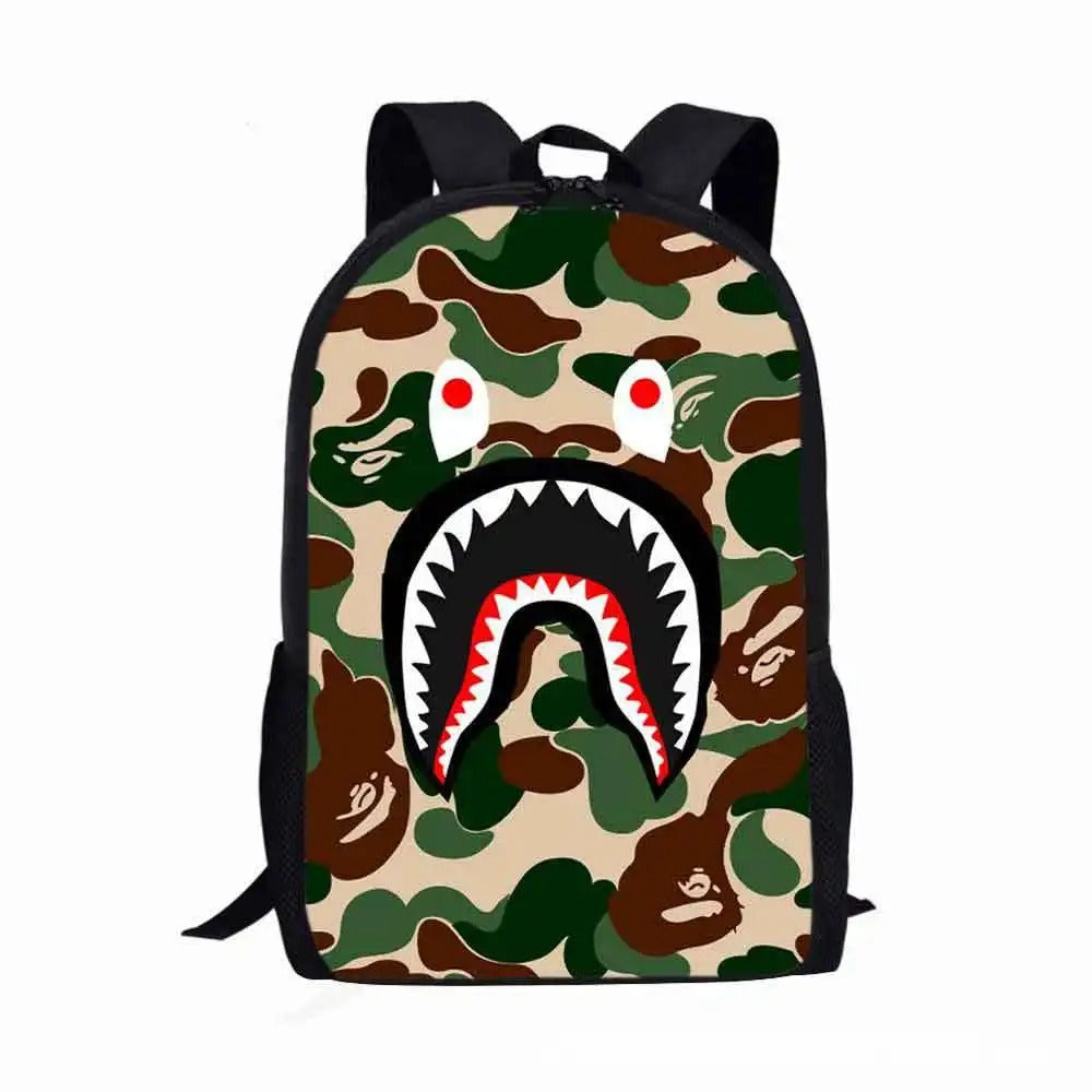 Camo Shark Backpack - Color 2 / 13 inches