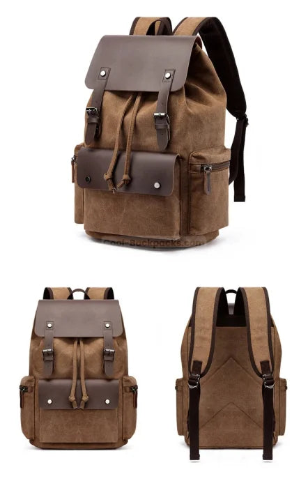 Canvas Leather Rucksack Backpack