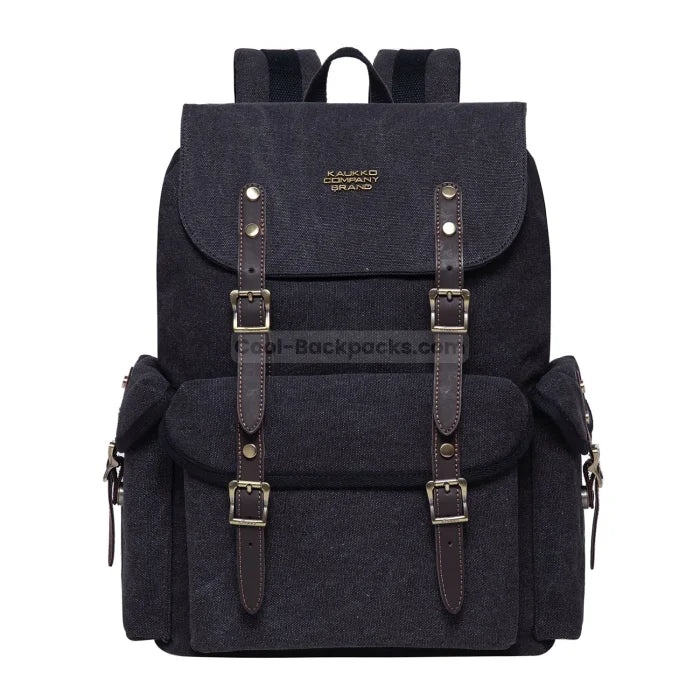 Canvas Work Backpack - Black (Leather)