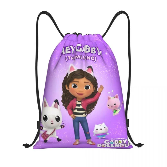 Cartoon Drawstring Backpack - Black 7