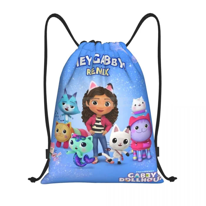 Cartoon Drawstring Backpack - Black 8