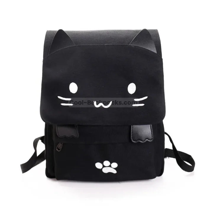 Cute Black Backpack - White