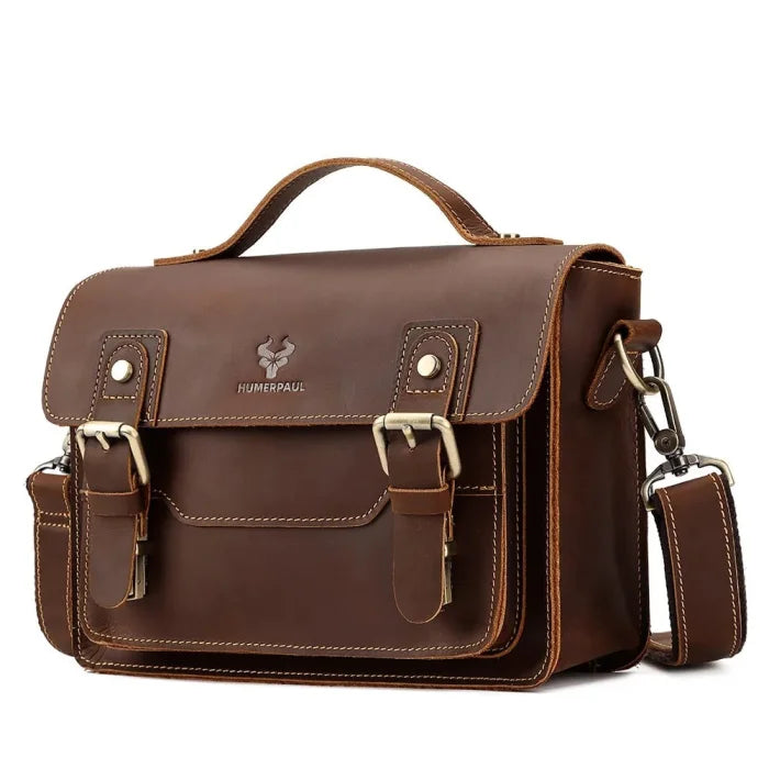 Dark Brown Leather Messenger Bag