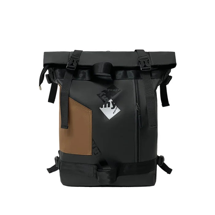 Designer Roll Top Backpack - Brown