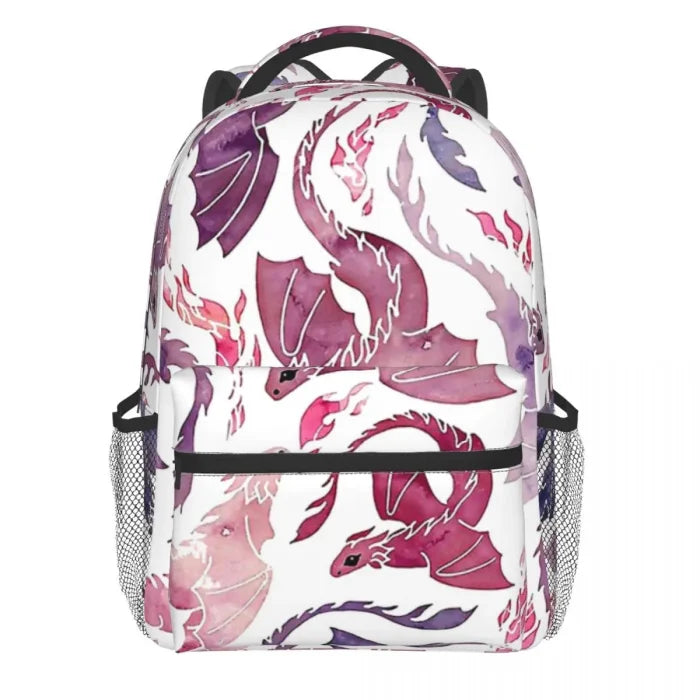 Dragon Print Backpack - Black / 31x15x42 CM