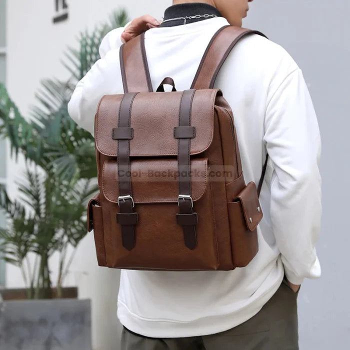 Faux Leather Rucksack Backpack