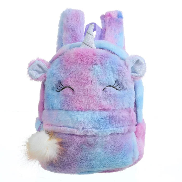 Fluffy Cute Unicorn Backpack - purple / 22x30x9cm