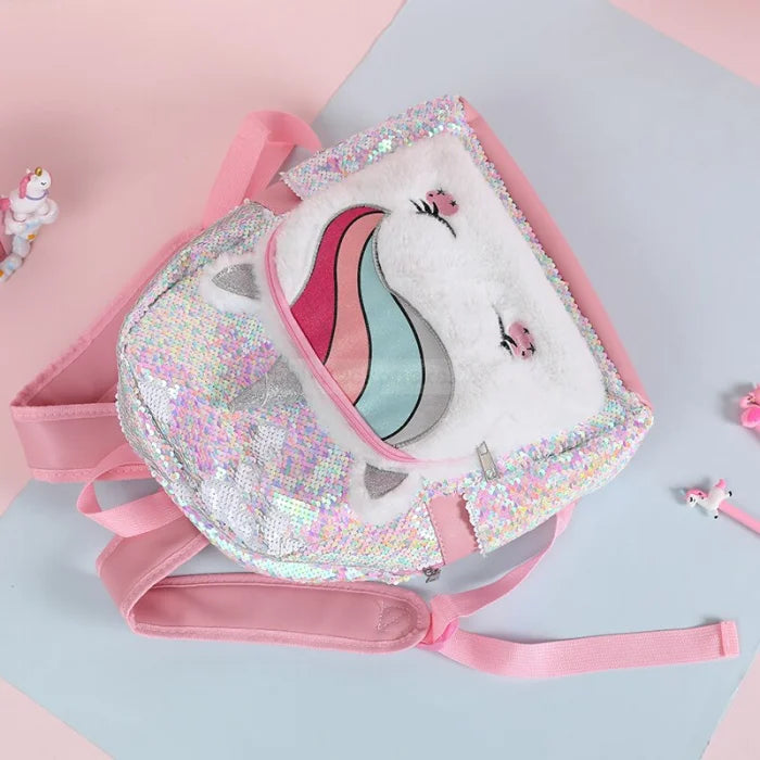 Fluffy Sequin Unicorn Backpack