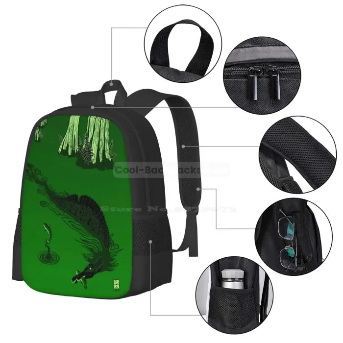 Green Dinosaur Backpack - Backpack - Black