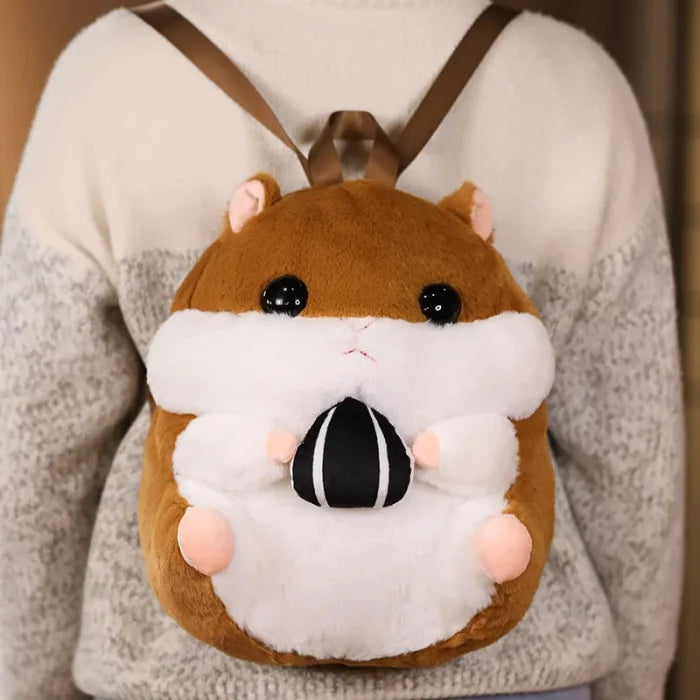 Hamster Plush Backpack - Brown