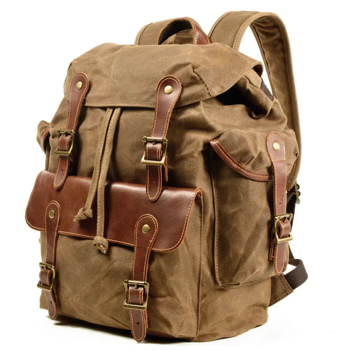 Ladies Canvas Rucksack - Brown