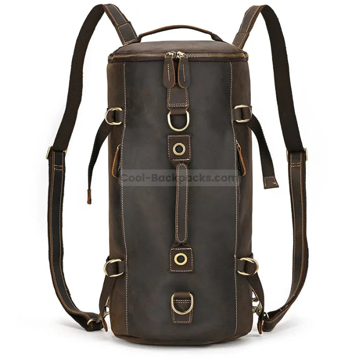 Leather Motorcycle Backpack - Dark Brown