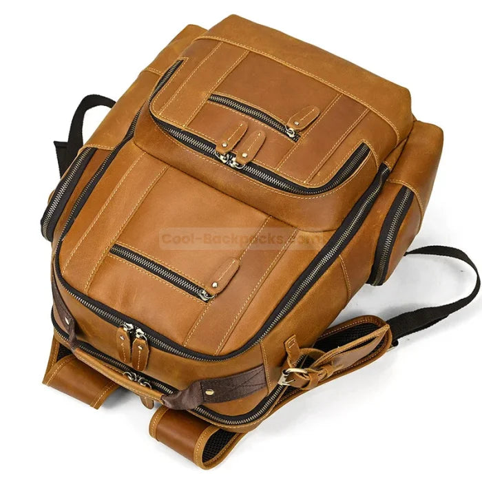 Leather Travel Backpack Mens