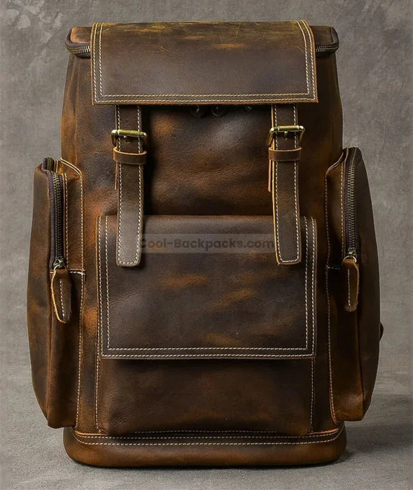 Mens Brown Leather Rucksack