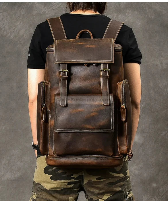 Mens Brown Leather Rucksack