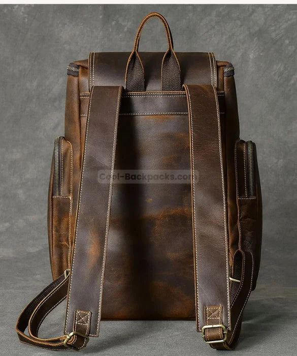 Mens Brown Leather Rucksack