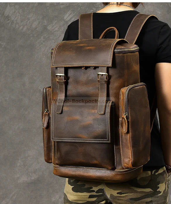 Mens Brown Leather Rucksack