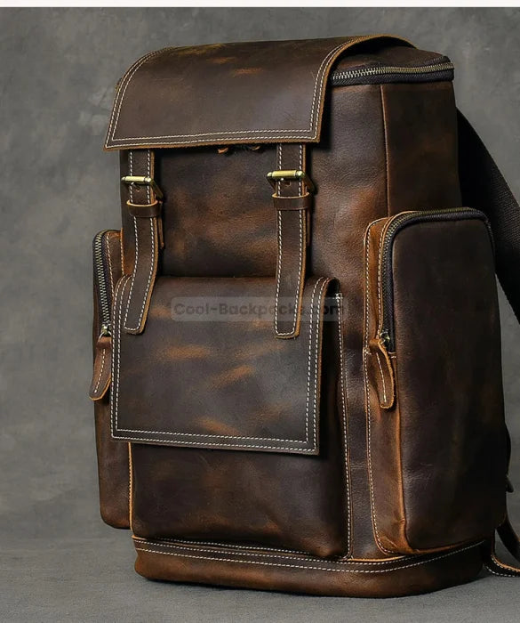 Mens Brown Leather Rucksack