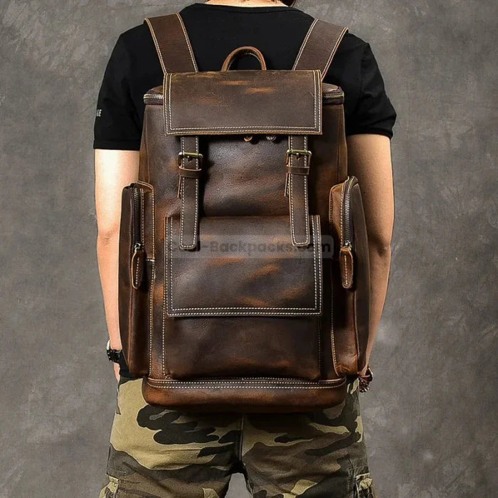 Mens Brown Leather Rucksack