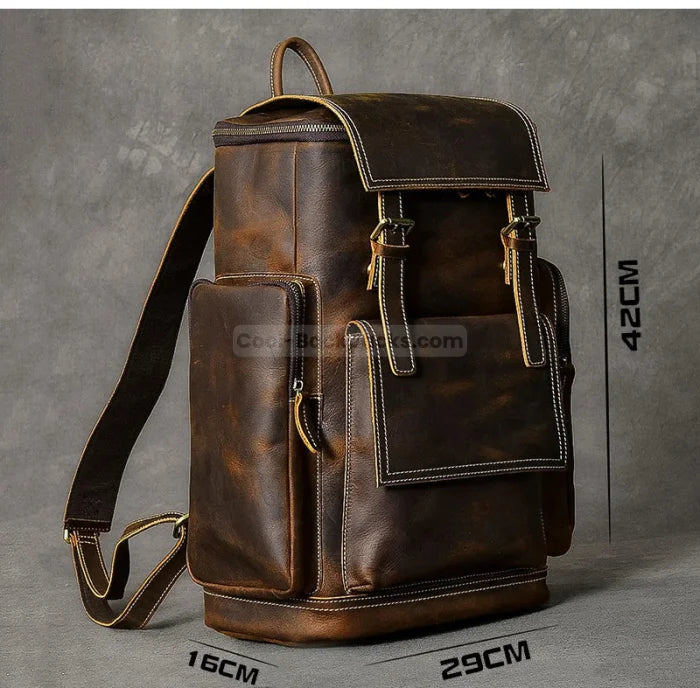 Mens Brown Leather Rucksack