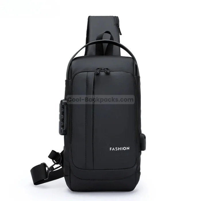 Mens Sporty Messenger Bag - Black