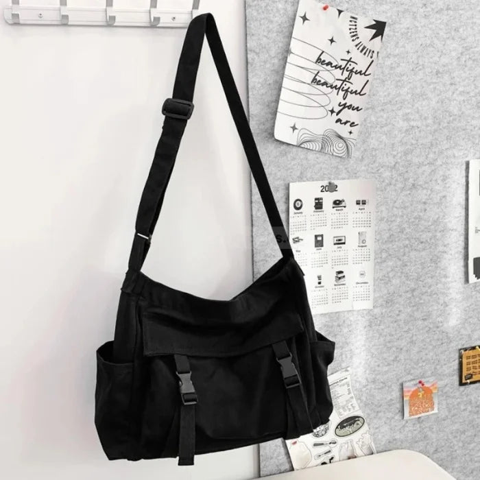 Oversized Messenger Bag - Black