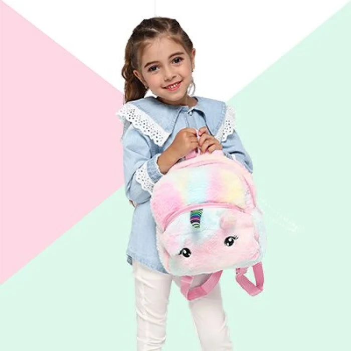 Pink Fluffy Unicorn Backpack - mix (25x23x6cm)