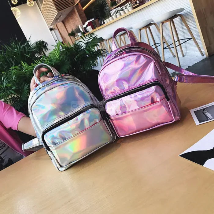 Pink Metallic Backpack