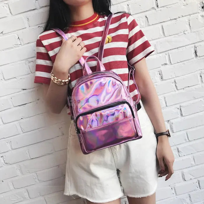 Pink Metallic Backpack