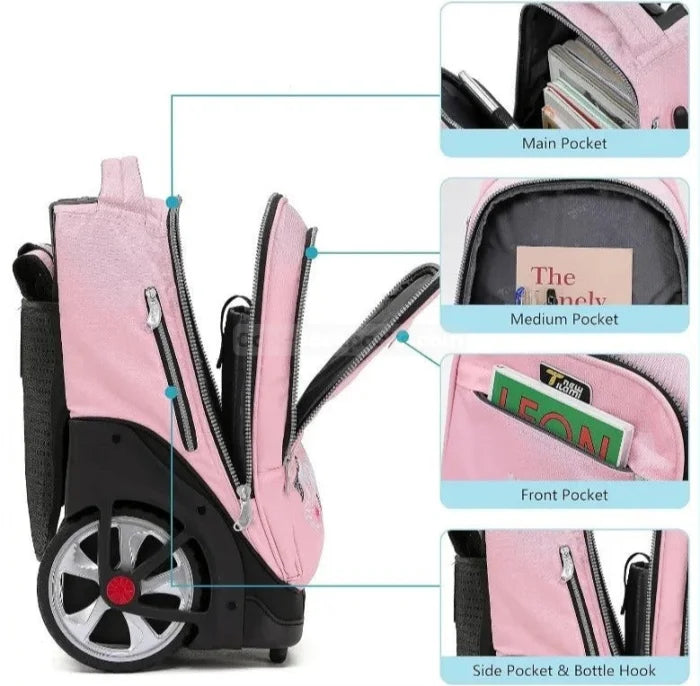 Pink Rolling Backpack - Pink